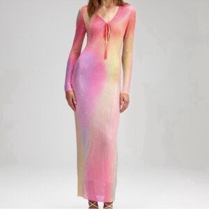 self portrait fuchsia pleated chiffon midi dress Self-Portrait Pleated Chiffon Midi, Fuchsia - US 6